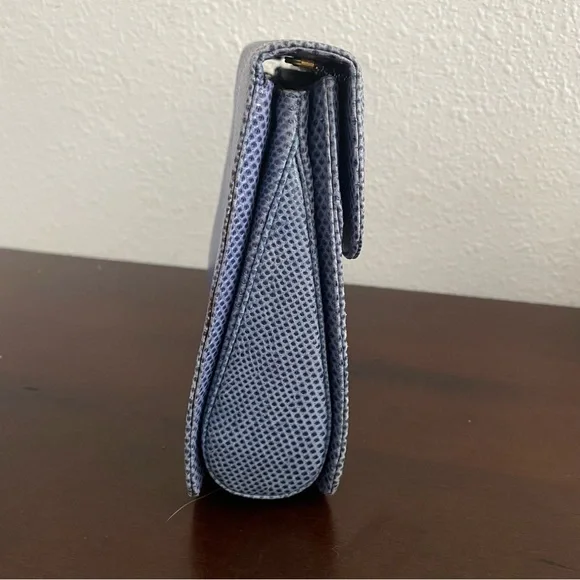 Rare⭐️ Vintage 1980s Judith Leiber Blue Lizard and Gold Charm Handbag (no strap) - Picture 5 of 14